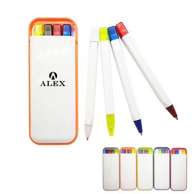 Ball Point Pen Highlighter Pencil Combination Set