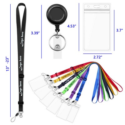 Adjustable Polyester Lanyard Retractable with PVC ID Name Badge Holder