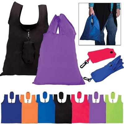 Large Resuable Polyester Folding Grocery Tote Bag