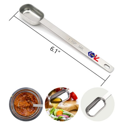 1tsp (1/3tbsp, 5ml) Single Measuring Spoon, Stainless Steel Long Handle Individual Teaspoons