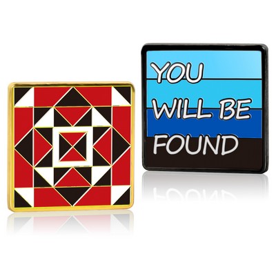 1" Square Cloisonne Hard Enamel Lapel Pin