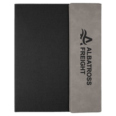 9.5" x 12" Gray Leatherette / Black Canvas Portfolio