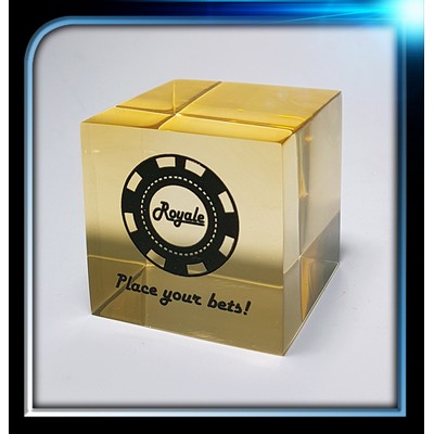 Corporate Series Gold Cube Paper Weight (2"x2"x2")