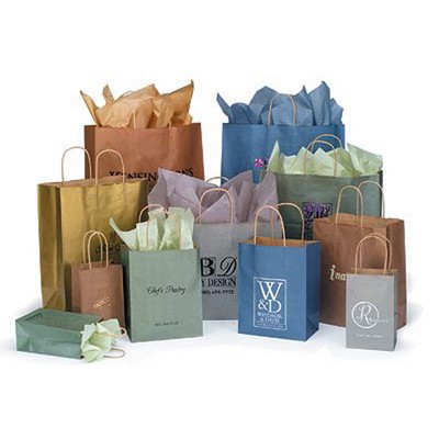 Metallic On Kraft Paper Shopping Bags 16"x6"x19"