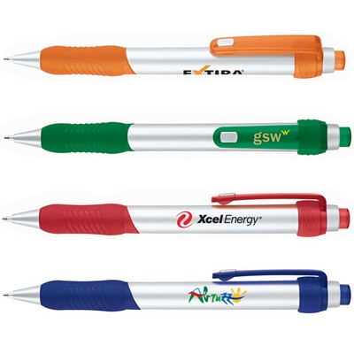 Plastic Collection Click Action Ballpoint Pen w/Translucent Trim