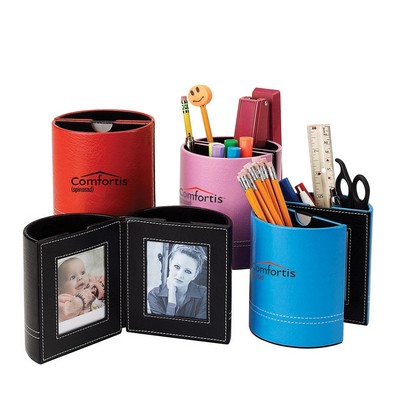 Leather Penholder w/Picture Frames