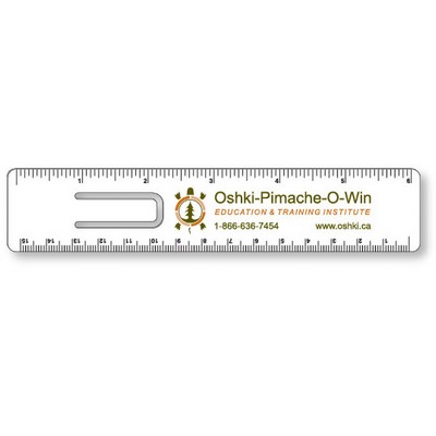 .020 White Plastic Punched Clip Bookmark Rulers - 1.25"x6.25", Full Color