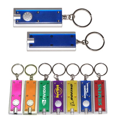 Slim Rectangular Flashlight w/Swivel Key Chain (Translucent Blue)