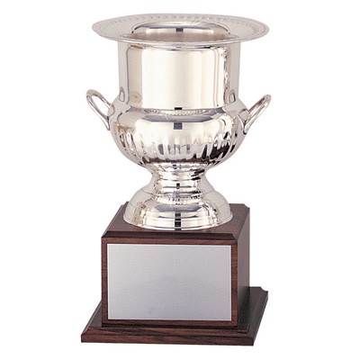 14" Silver Plated Champagne/Wine Cooler Trophy on Wood Base