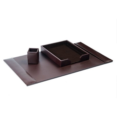 Bonded Leather Brown Desk Set (3 Piece)