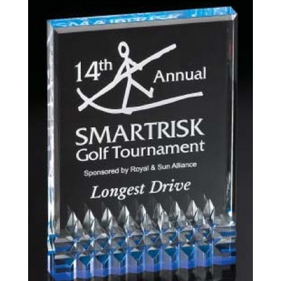 Blue Reflective Free Standing Award w/ Deep Carved Accent (5"x7")