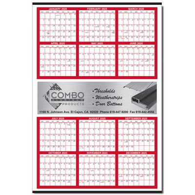 Large Year View Calendar w/Middle Ad