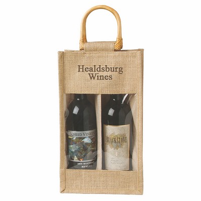 Jute Vino-Sack™ Two Bottle w/Clear Poly Window