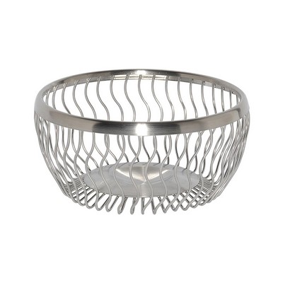 9" Brushed Round Wave Wire Basket