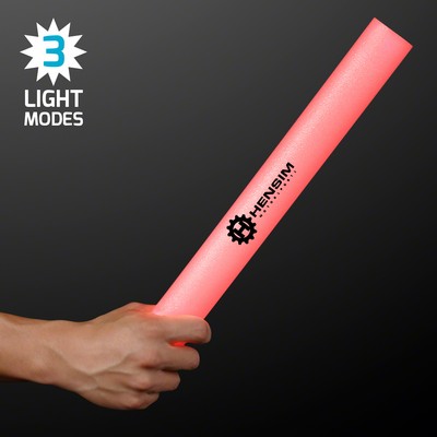 Imprinted 16" Red LED Foam Cheer Stick - Domestic Print