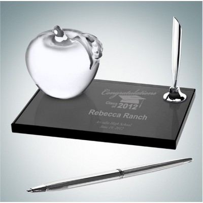 Smoke Glass Pen Set w/ Molten Glass Apple