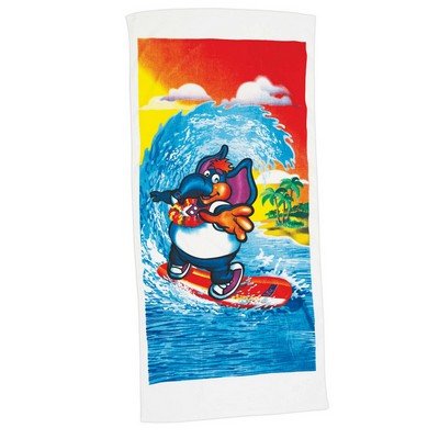 30" x 60", 11 lb., Standard Weight Velour Hemmed Towel (Screen Print)