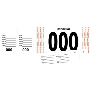 Vehicle Stock Number Tags (Blank/ Consecutive Numbering)