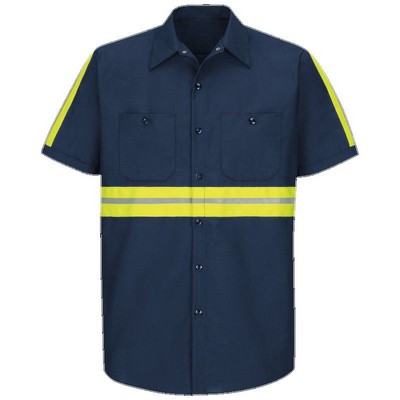 Red Kap™ Enhanced Visibility Short Sleeve Industrial Shirt - Navy Blue/Yellow