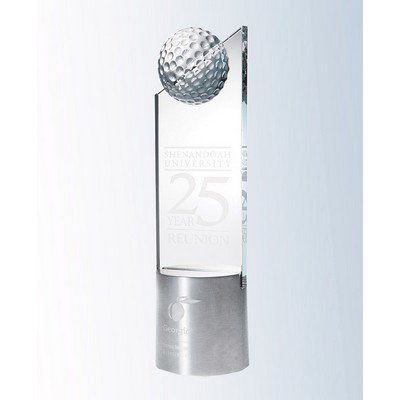 Starphire Glass Golf Pinnacle on Aluminum Base Award, 3"x10-1/2"