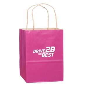 Matte Color Paper Shopper Tote Bag (8"x4 3/4"x10 1/2") Flexo Ink