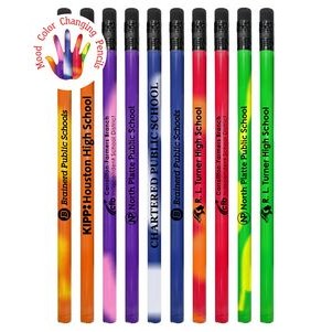 Union Printed - Promotional Round Wooded Mood Color Changing Pencil with #2 Lead - 1-Color Print