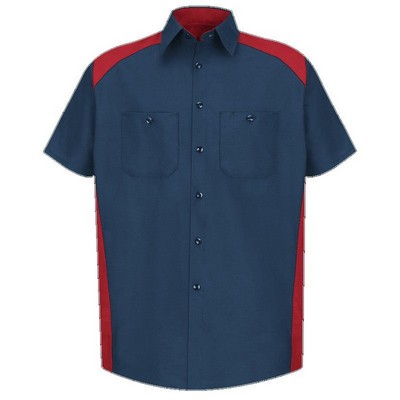 Red Kap™ Men's Short Sleeve Motorsports Shirt - Red/Navy Blue