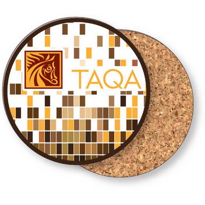 Premium Coasters .100 Gloss Copolyester Top & 1/16" Cork Base (3.5" dia.) Round Full Color Imprint