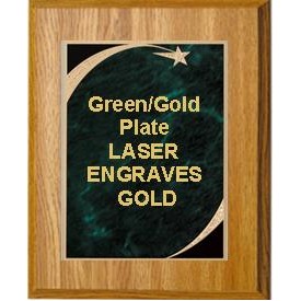 Oak Plaque 9" x 12" - Victory Star Green Marble 7" x 10" Plate