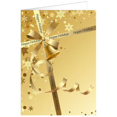 Gold Flake/Ribbon Happy Holidays Greeting Card