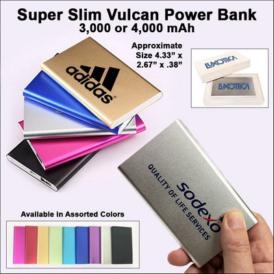 Super Slim Vulcan Power Bank 4000 mAh - Silver