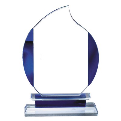 The Kendal Blue Accented Flame Glass Award - 7'' H