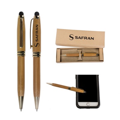 Bamboo Stylus Ballpoint Pen W/ Deluxe Recyclable Paper Box