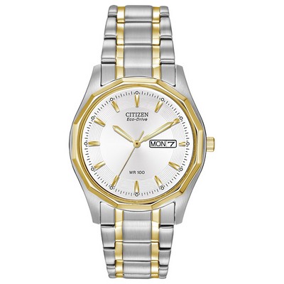 Citizen Men's Eco-Drive Silhouette Sport Watch, Two-tone Stainless Steel with White Dial