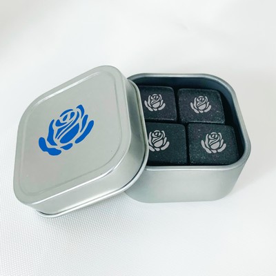 4 Piece Whiskey Ice Cubes Tin Set