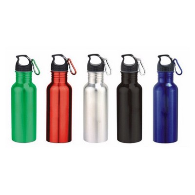 22 Oz. Wide Mouth Stainless Steel Water Bottle with Carabiner