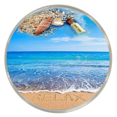 Liquid Coaster w/Shells, Beach Sand & Floating Bottle