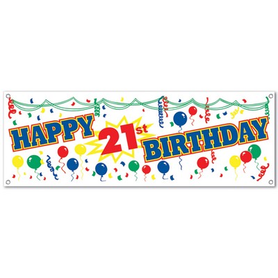 Happy 21st Birthday Sign Banner