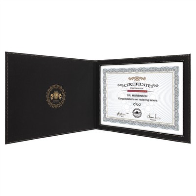 Certificate Holder, Faux Leather Black, 9" x 12"