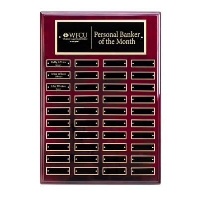 Rosewood Piano Finish Perpetual Plaque, 14 x 20", 40 plates