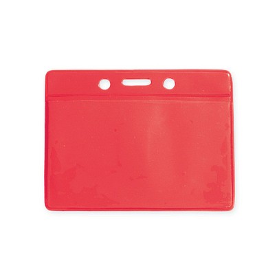 Vinyl Horizontal Color Back Badge Holder (3.75"x 3")(Red)