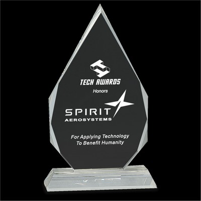 RUSH AWARD / 10" Crystal Diamond on Clear Pedestal Base