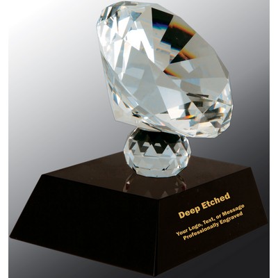 3 1/2" Crystal Diamond Award on Black Pedestal Base