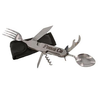 Stainless Steel Camping Knife with Fork & Spoon