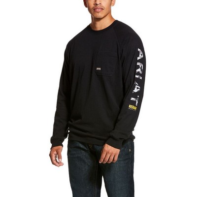 Rebar® Cotton Strong™ Black & Gray Camo Graphic Long Sleeve T-Shirt