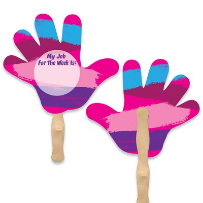 Lightweight Full Color Two Sided Single Paper Hand Shape Hand Fan