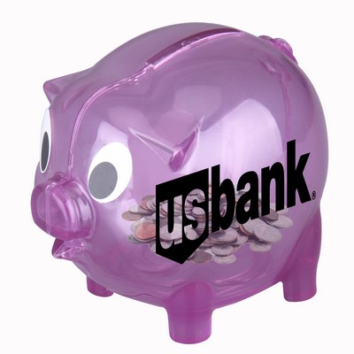 3 1/8"x2 3/4"x3 9/16" Transparent Piggy Bank (Shorter Prod Time)