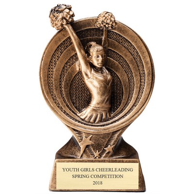 6" Cheerleader Participant Sweeping Star Resin Trophy