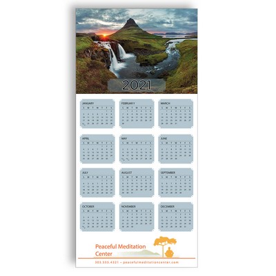 Z-Fold Personalized Greeting Calendar - Forest Waterfall