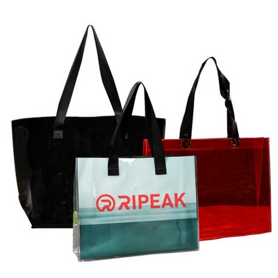 17.7x13.8 Inch PVC Transparent Waterproof Tote Bag Clear Shoulder Bag For Shopping Outdoors